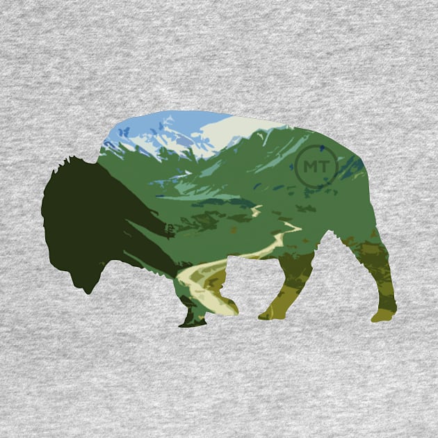 Montana Bison Nature Silhouette by IORS